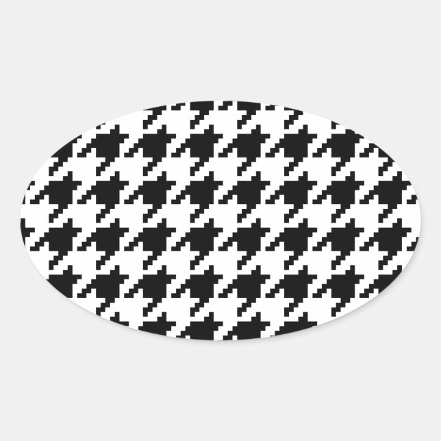Adesivo Oval Padrão de verificação de houndstooth de pixel de 8 (Frente)