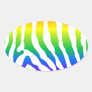 Adesivo Oval Padrão do Rainbow Zebra