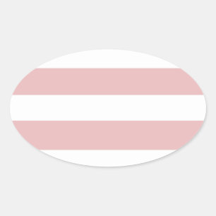 Adesivo Oval Padrão Moderno de Listras Brancas Rosa