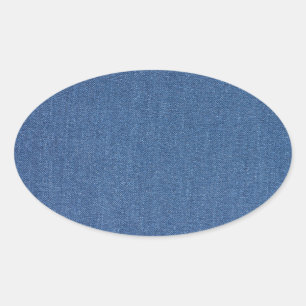 Adesivo Oval Padrão original de jeans de moda azul de tecido t