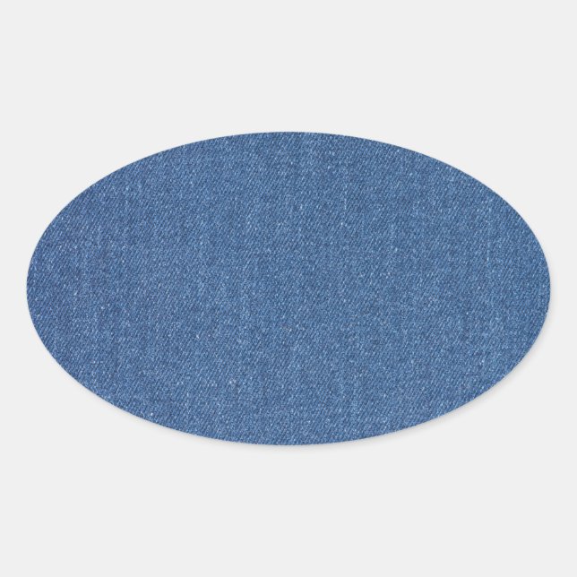 Adesivo Oval Padrão original de jeans de moda azul de tecido tê (Frente)