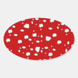 Adesivo Oval padrão ponto com toadstool vermelha