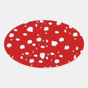 Adesivo Oval padrão ponto com toadstool vermelha