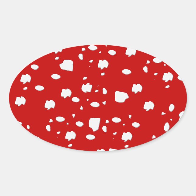 Adesivo Oval padrão ponto com toadstool vermelha (Frente)
