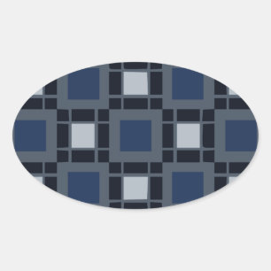 Adesivo Oval Padrão quadrado azul