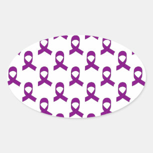 Adesivo Oval Padrão Roxo de Fita