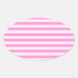 Adesivo Oval Padrão Simples Moderno de Stripe Rosa Rosa