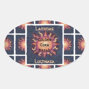 Adesivo Oval Pagan da colheita de Lammas/Lughnasa Sun