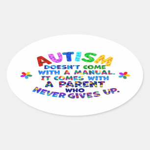 Adesivo Oval Pai do AUTISM nunca desiste