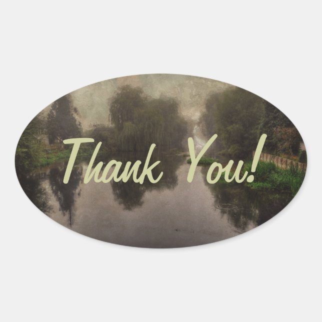 Adesivo Oval Paisagem no Mundo Antigo - Pintura de Belas Artes (Frente)