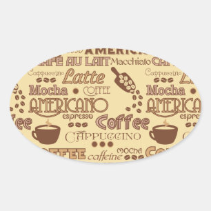 Adesivo Oval Palavras de café