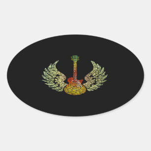 Adesivo Oval Palavras De Guitarras Incorporadas