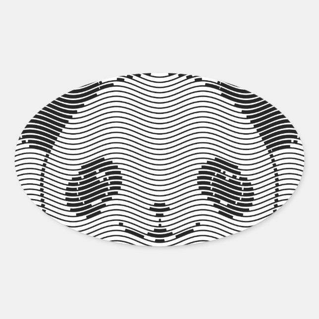 Adesivo Oval Panda Bear Face On Wave Patterno (Frente)