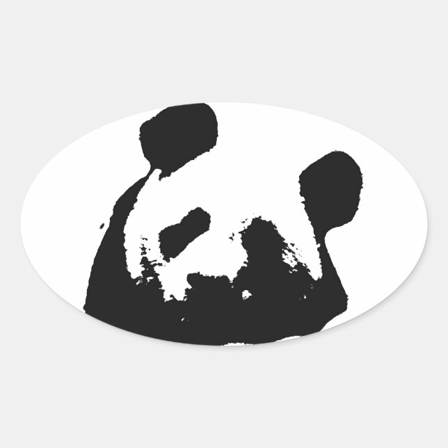 Adesivo Oval Panda Pop de Arte Negra (Frente)