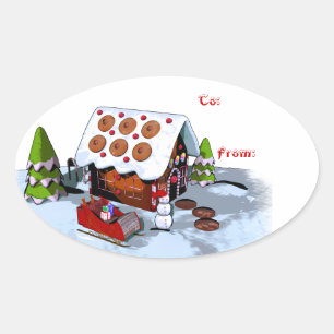 Adesivo Oval Pão de Gengibre Holiday Sticker Dags Oval