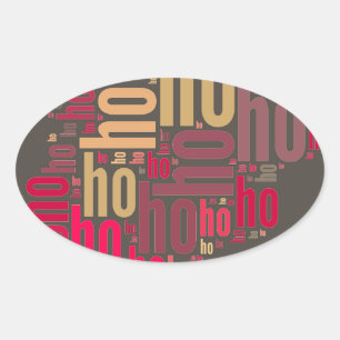 Adesivo Oval Papai Noel falou nuvem Ho Ho Ho Ho