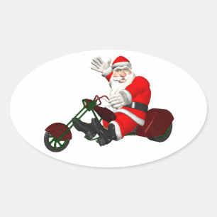 Adesivo Oval Papai Noel No Motor Trike