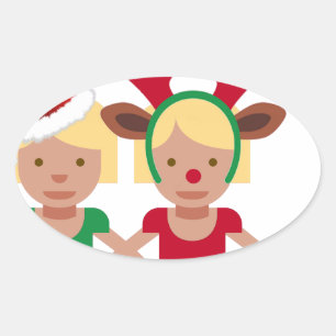 Adesivo Oval papais noeis de Natal emoji