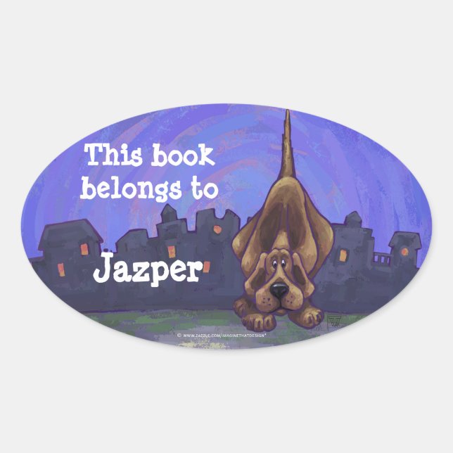 Adesivo Oval Papel de Carta de Cachorro (Frente)