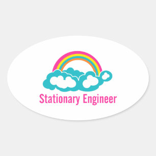 Adesivo Oval Papel de carta Engenheiro Cloud Rainbow