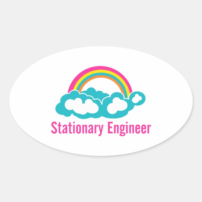 Adesivo Oval Papel de carta Engenheiro Cloud Rainbow (Frente)