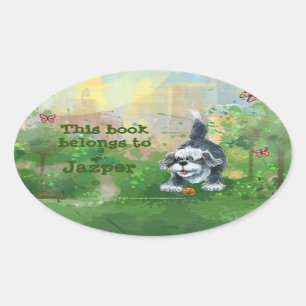 Adesivo Oval Papelaria de Cão-de-Ovelha