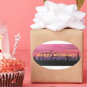 Adesivo Oval Parabéns, Arte Original (Catctus)