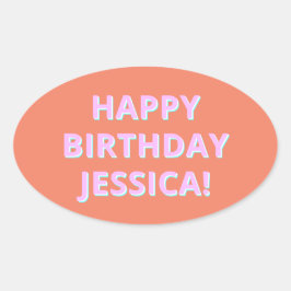 Adesivo Oval Parabéns de texto personalizável para qualquer nom