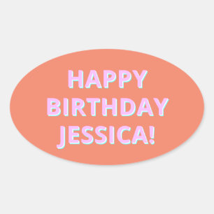 Adesivo Oval Parabéns de texto personalizável para qualquer nom