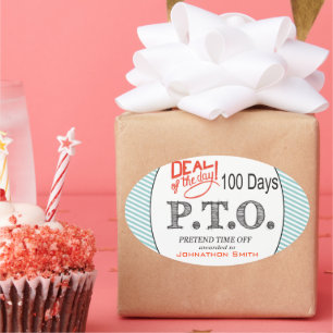 Adesivo Oval Parabéns Engraçados Promovidos para Fingir o Tempo