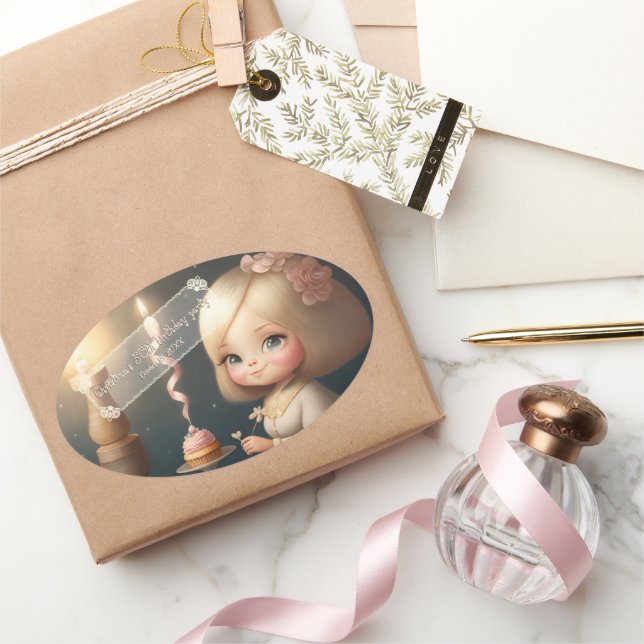 Adesivo Oval Parabéns, garota 01 (Presentear)