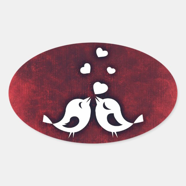 Adesivo Oval Pássaros apaixonados (Frente)