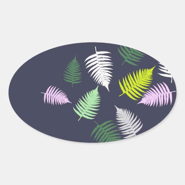 Adesivo Oval Pastel Colors Lucky Fern (Frente)