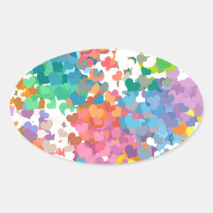 Adesivo Oval Pastel Confetti Hearts
