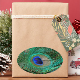 Adesivo Oval Pavão Azul