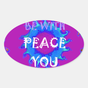 Adesivo Oval Paz Seja Com Seu Impressão Inspirador