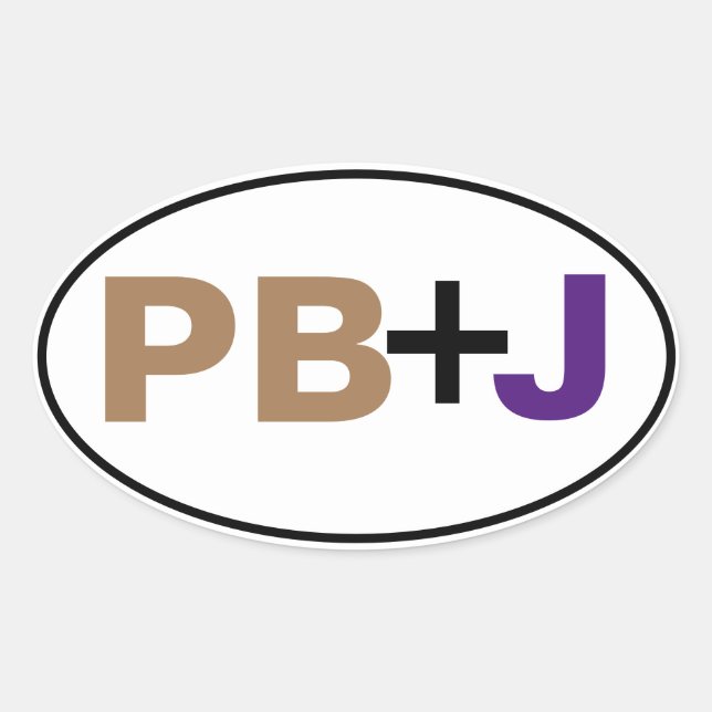 Adesivo Oval PB+J a cores com borda (Frente)