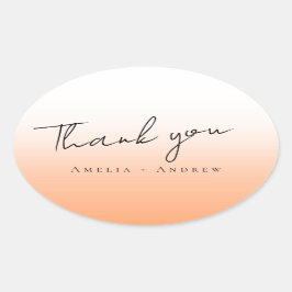 Adesivo Oval Peach Orange Fuzz Elegante Moderno Obrigado Casame