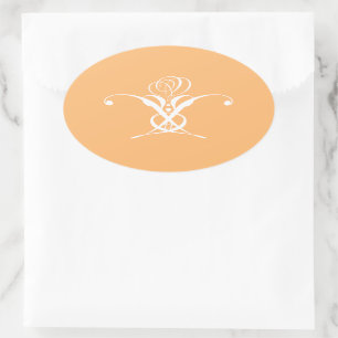 Adesivo Oval Peach Retro White Flourish Rosa