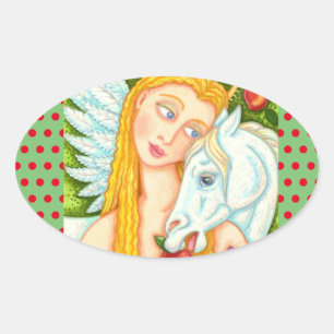 ADESIVO OVAL PEGASUS DE ARTE FOLK E EVENTOS EM JARDIM DE EDEN,