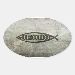 Adesivo Oval Peixe Jesus Cristo Urbano