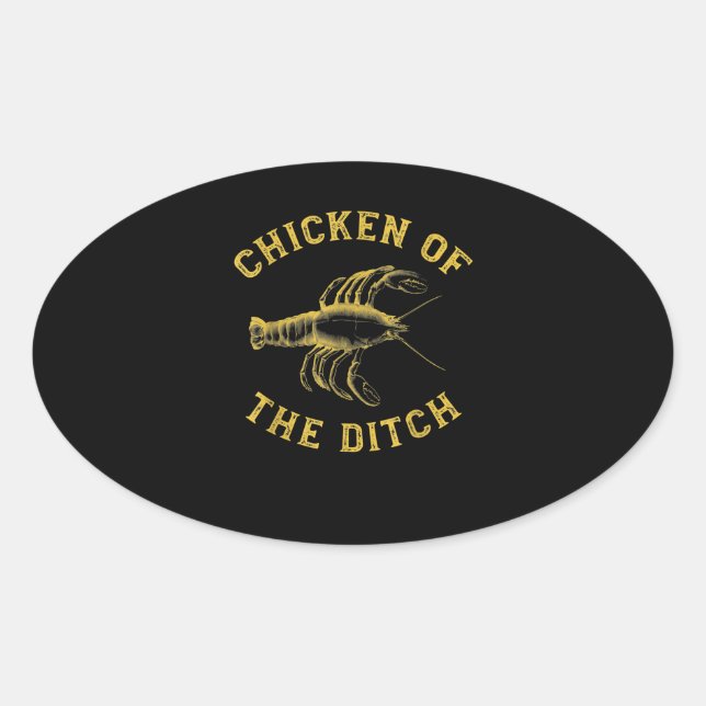 Adesivo Oval Peixe-Rastango Ditch Cajun Comida Manga-Presente (Frente)