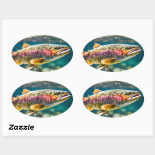 Adesivo Oval Peixe salmão