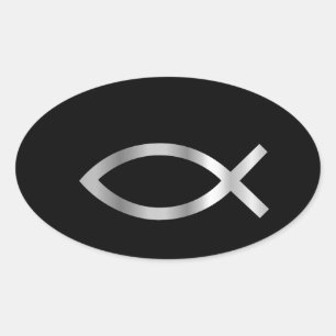 Adesivo Oval Peixes de Ichthys da cristandade