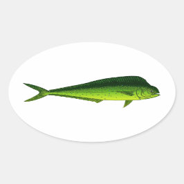 Adesivo Oval Peixes do golfinho - Dorado - Mahi Mahi