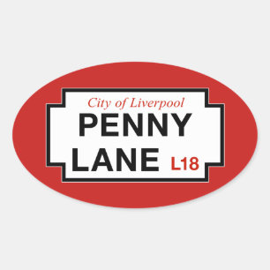 Adesivo Oval Penny Lane, Street Sign, Liverpool, Reino Unido