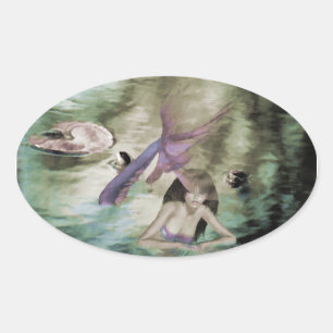 Adesivo Oval Pequena Sereia