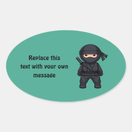 Adesivo Oval Pequeno Guerreiro Ninja no Verde