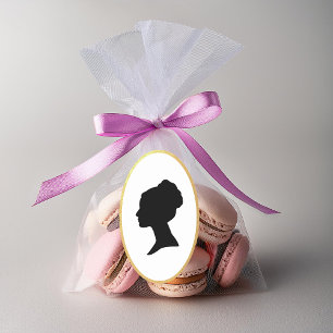 Adesivo Oval Perfil da Senhora da Regência Vintage Silhouette F