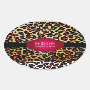 Adesivo Oval Pergaminho de Chita Vermelha PixDezines